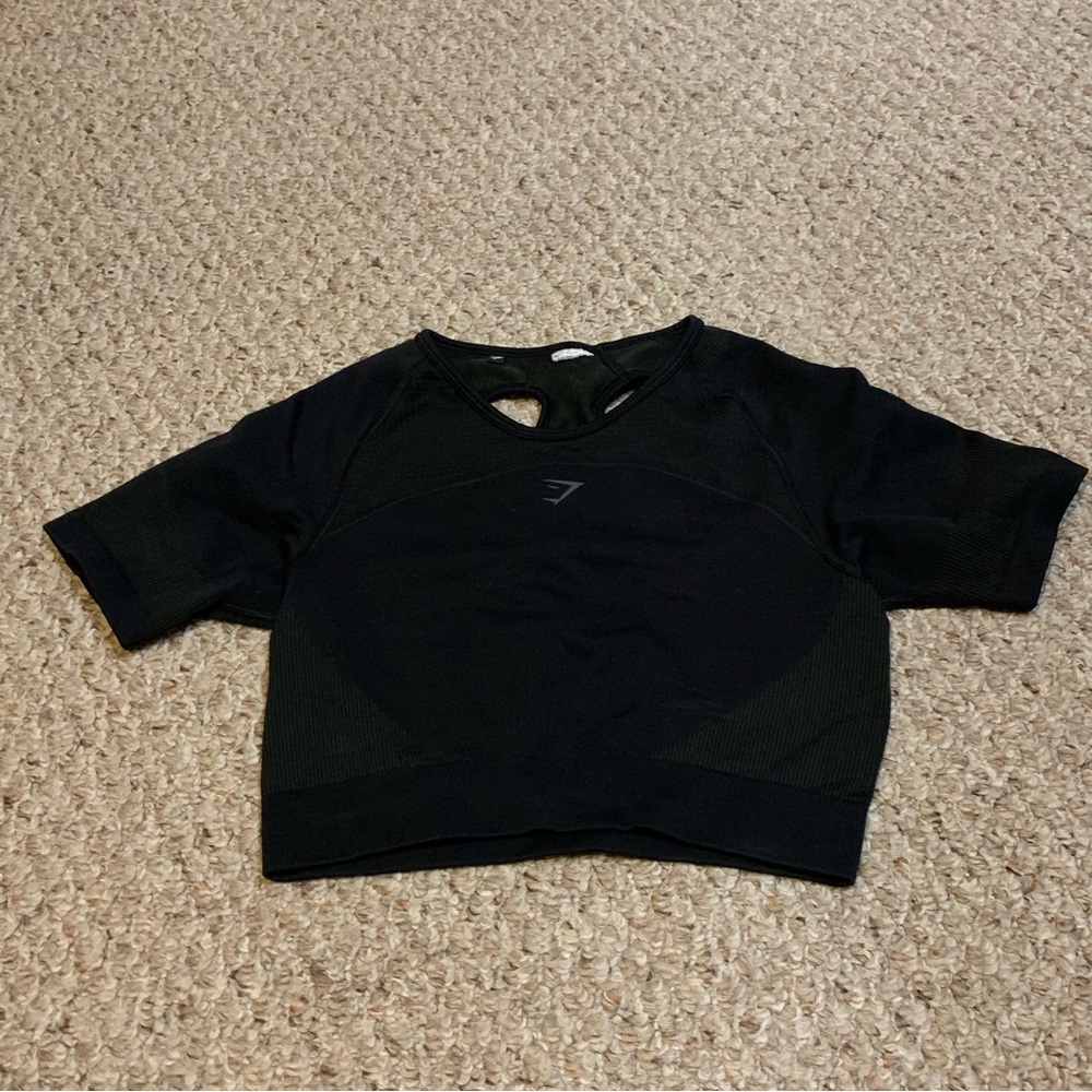 NEW Gymshark Black Ultra Seamless Crop Top LARGE
